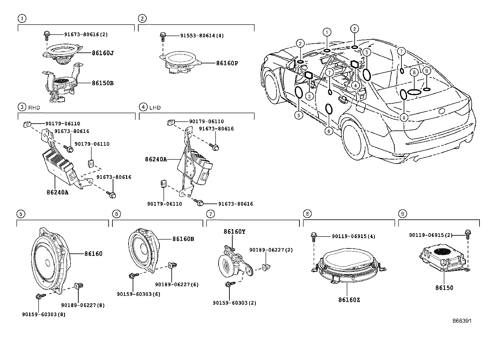 86150-30560 SPEAKER ASSY, W/BOX, NO.2 product image