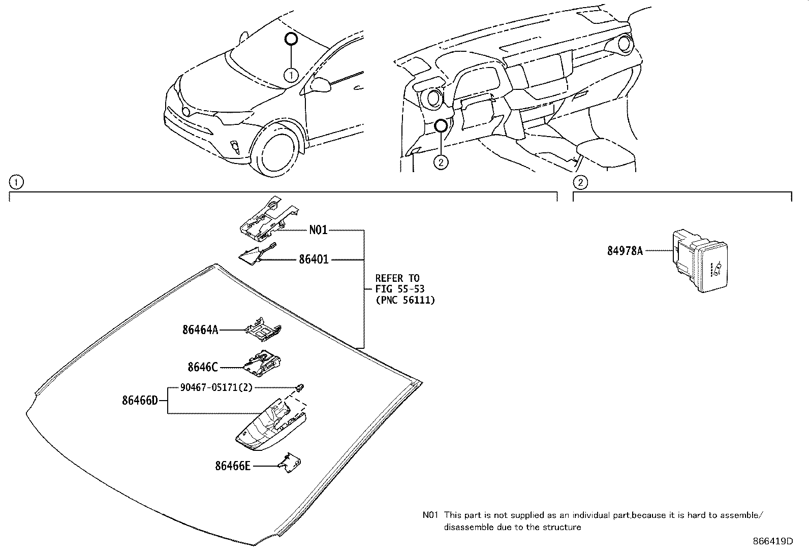 Toyota 86466-42020 COVER, FORWARD RECOGNITION, NO.1