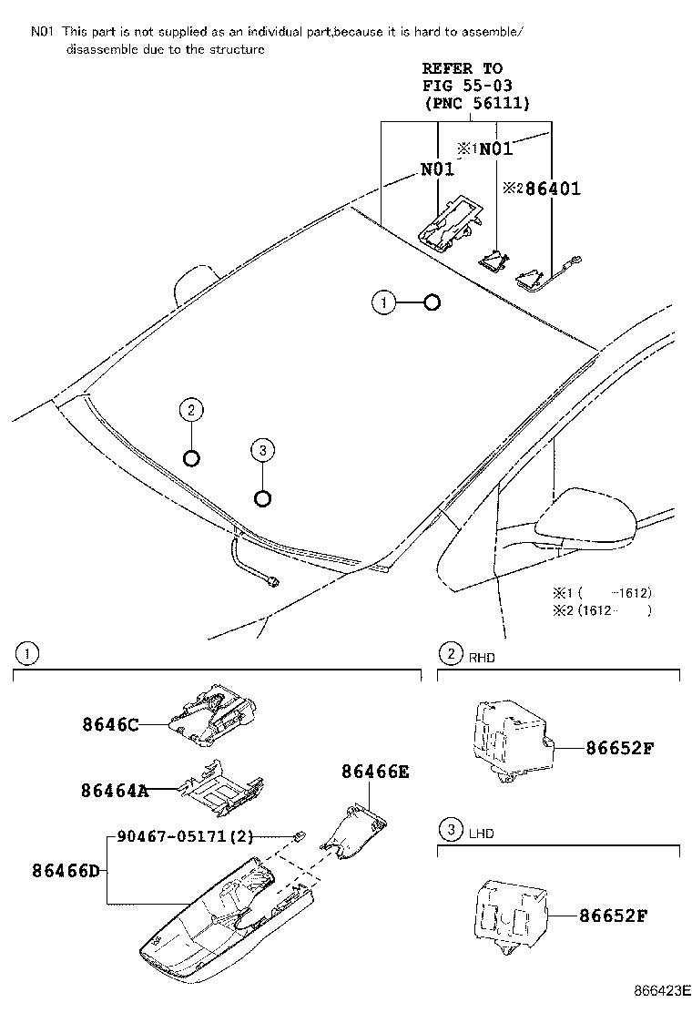 86401-47010 HOOD SUB-ASSY, FORWARD RECOGNITION W/HEATER product image