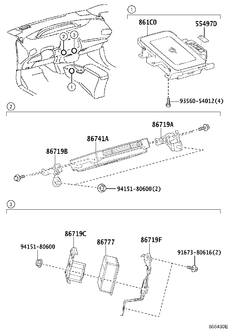 Toyota 86719-47250 BRACKET, TELEPHONE NO.1