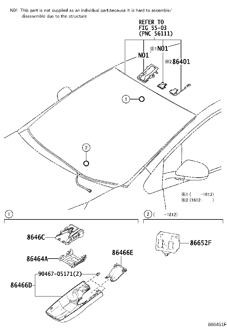 Toyota 86466-47030 COVER, FORWARD RECOGNITION, NO.2