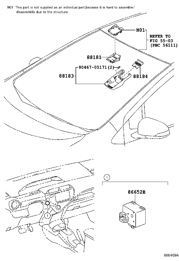 Toyota 88181-52050 SENSOR, PRE-COLLISION CITY