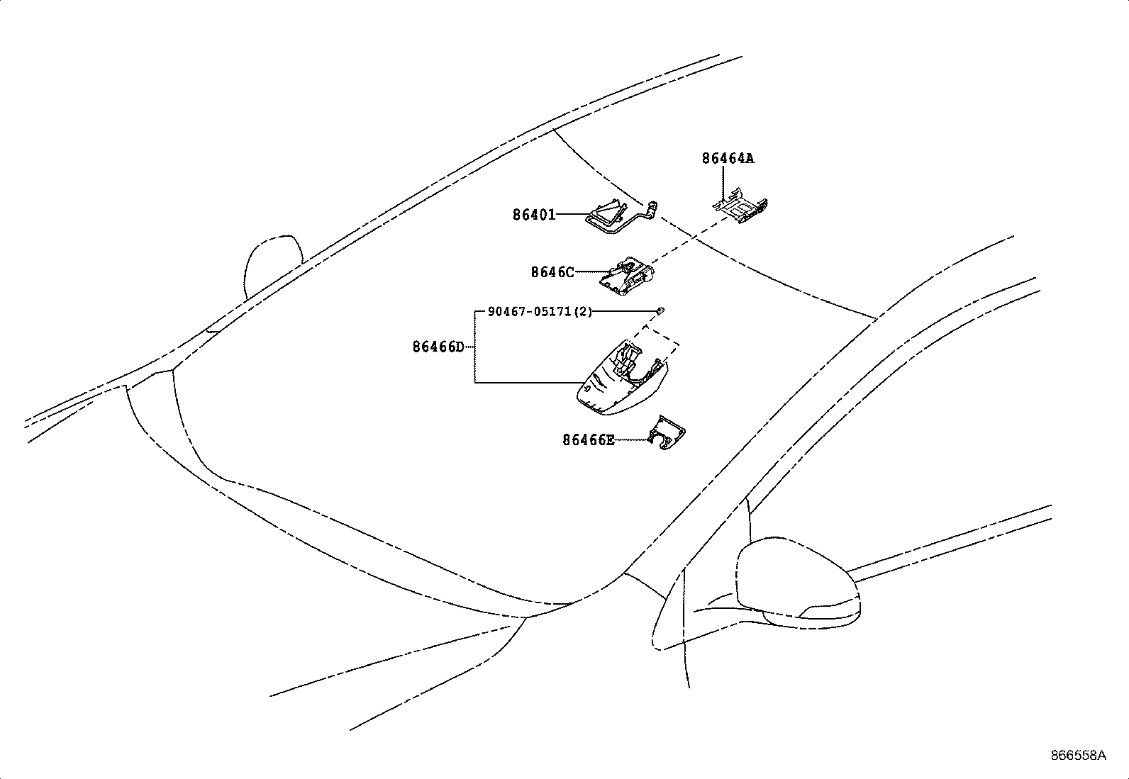 Toyota 86464-48011 LATCH, FORWARD RECOGNITION