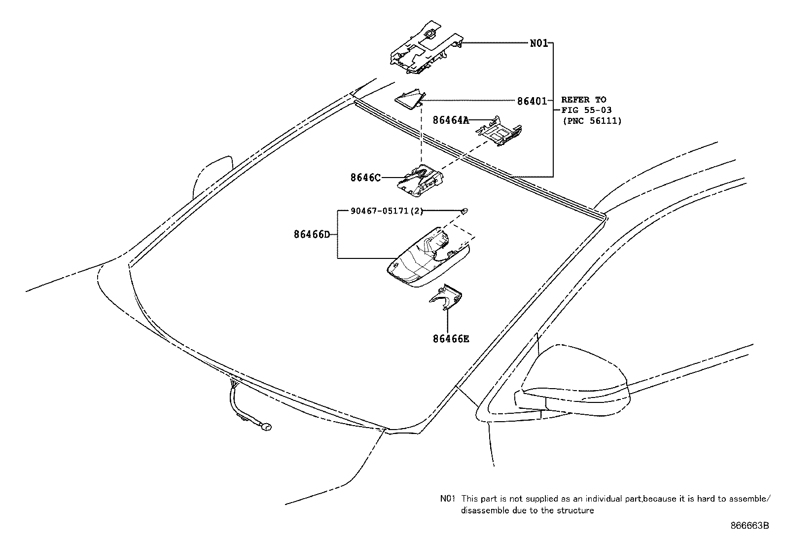 Toyota 86466-48070 COVER, FORWARD RECOGNITION, NO.2