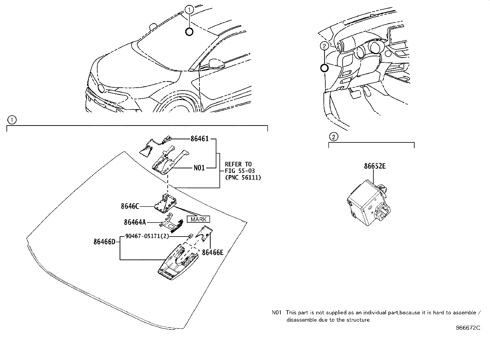 Toyota 86466-10040 COVER, FORWARD RECOGNITION, NO.2