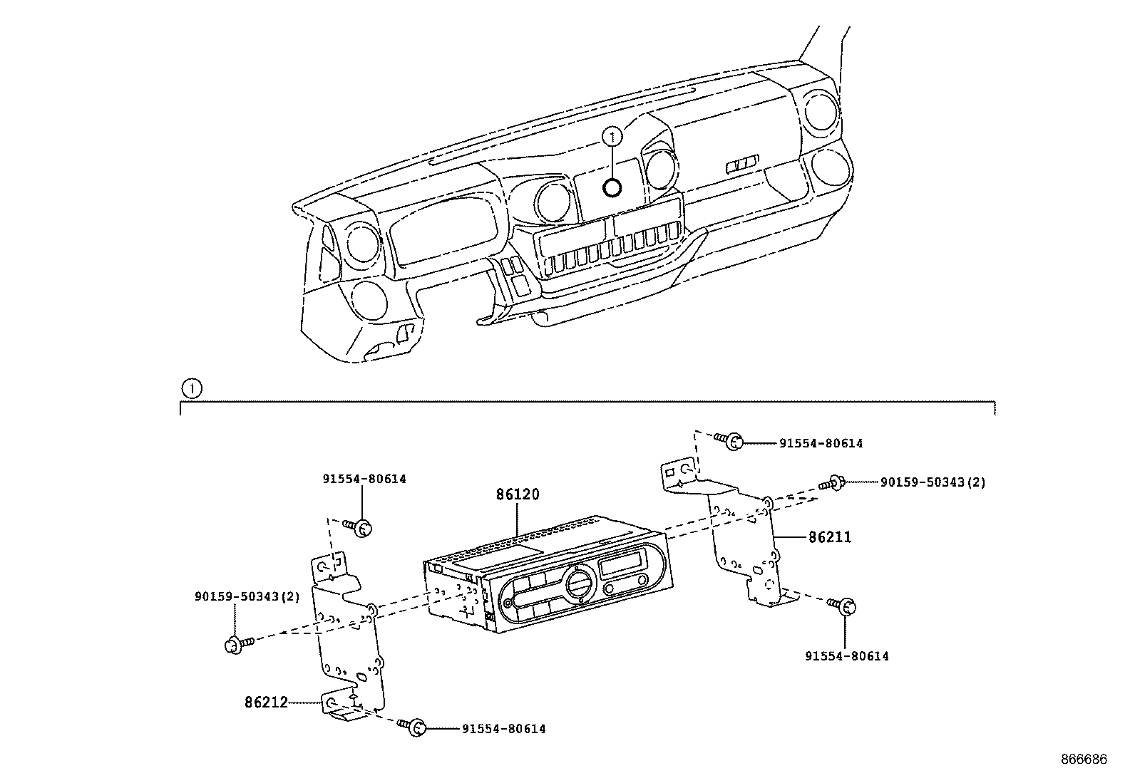 86212-37030 BRACKET, RADIO, NO.2 product image
