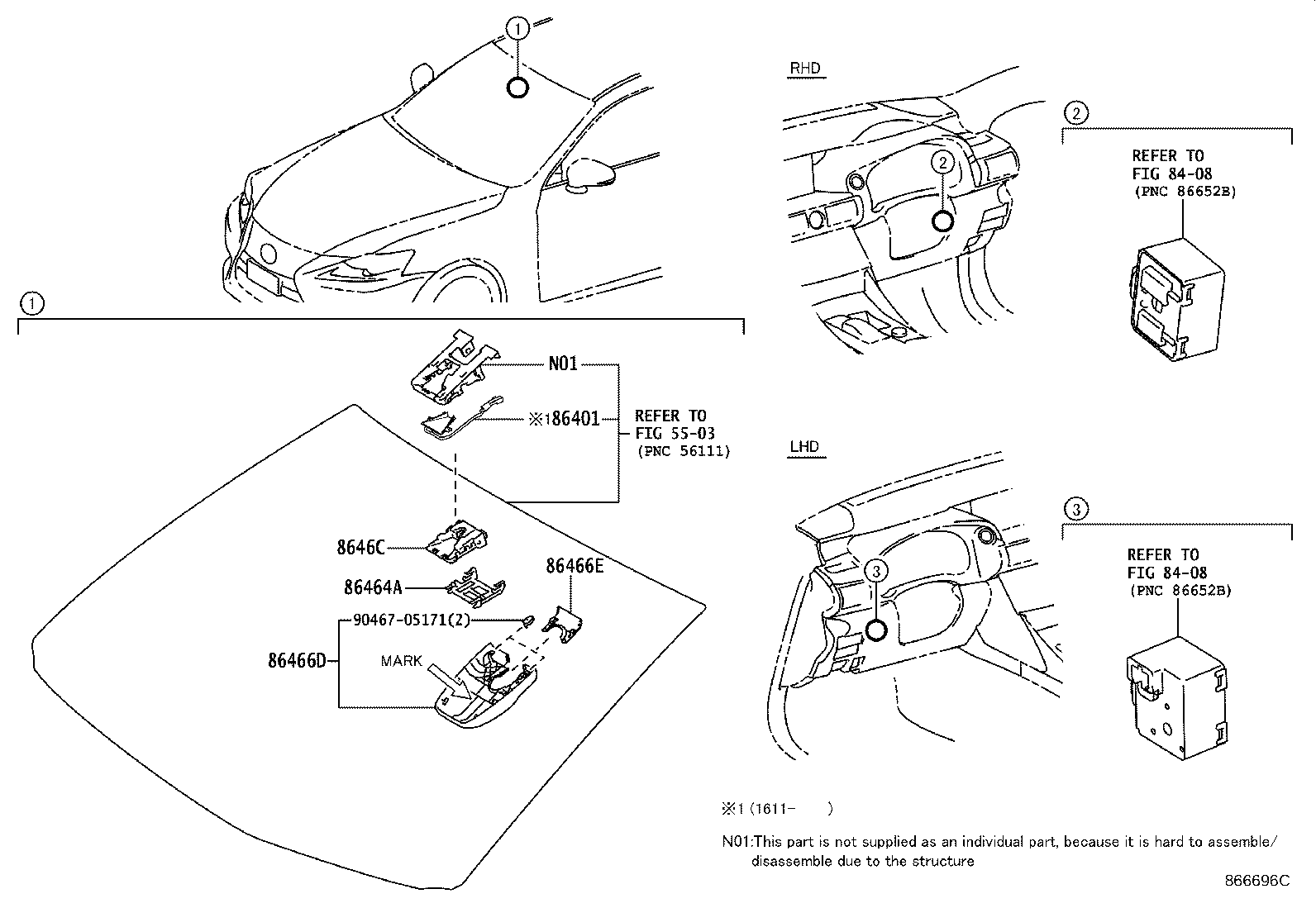 86401-53010 HOOD SUB-ASSY, FORWARD RECOGNITION W/HEATER product image