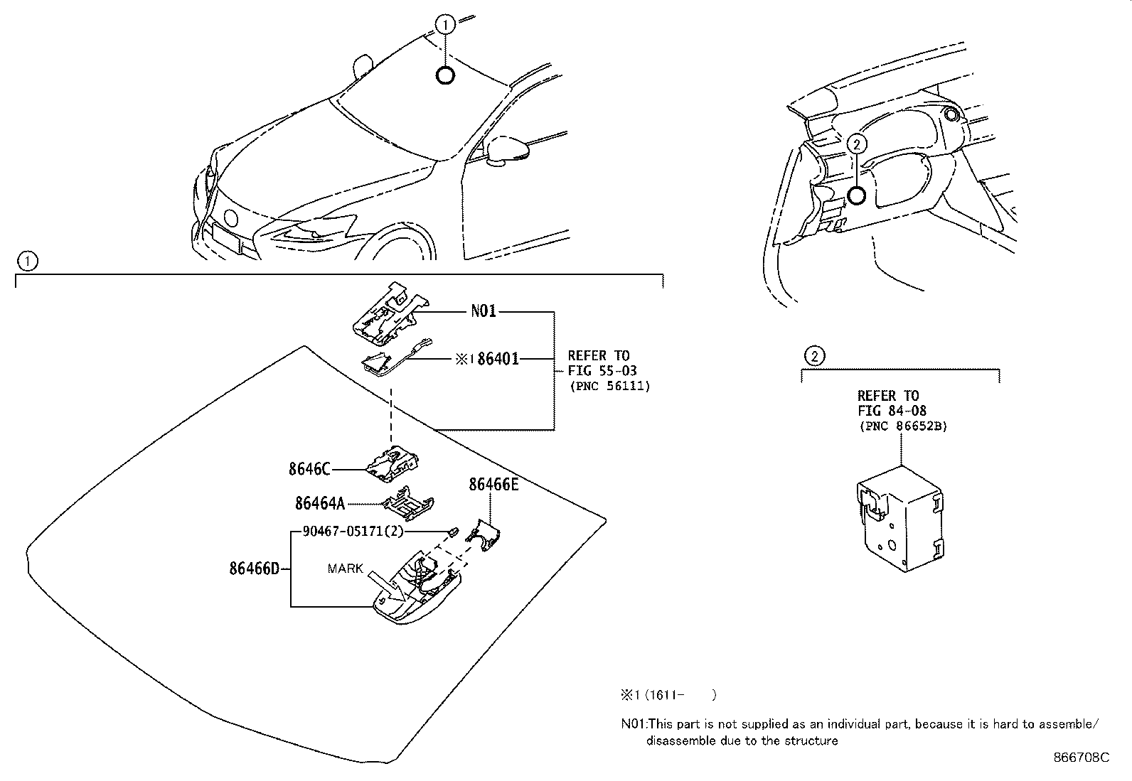 Toyota 86466-53040 COVER, FORWARD RECOGNITION, NO.2