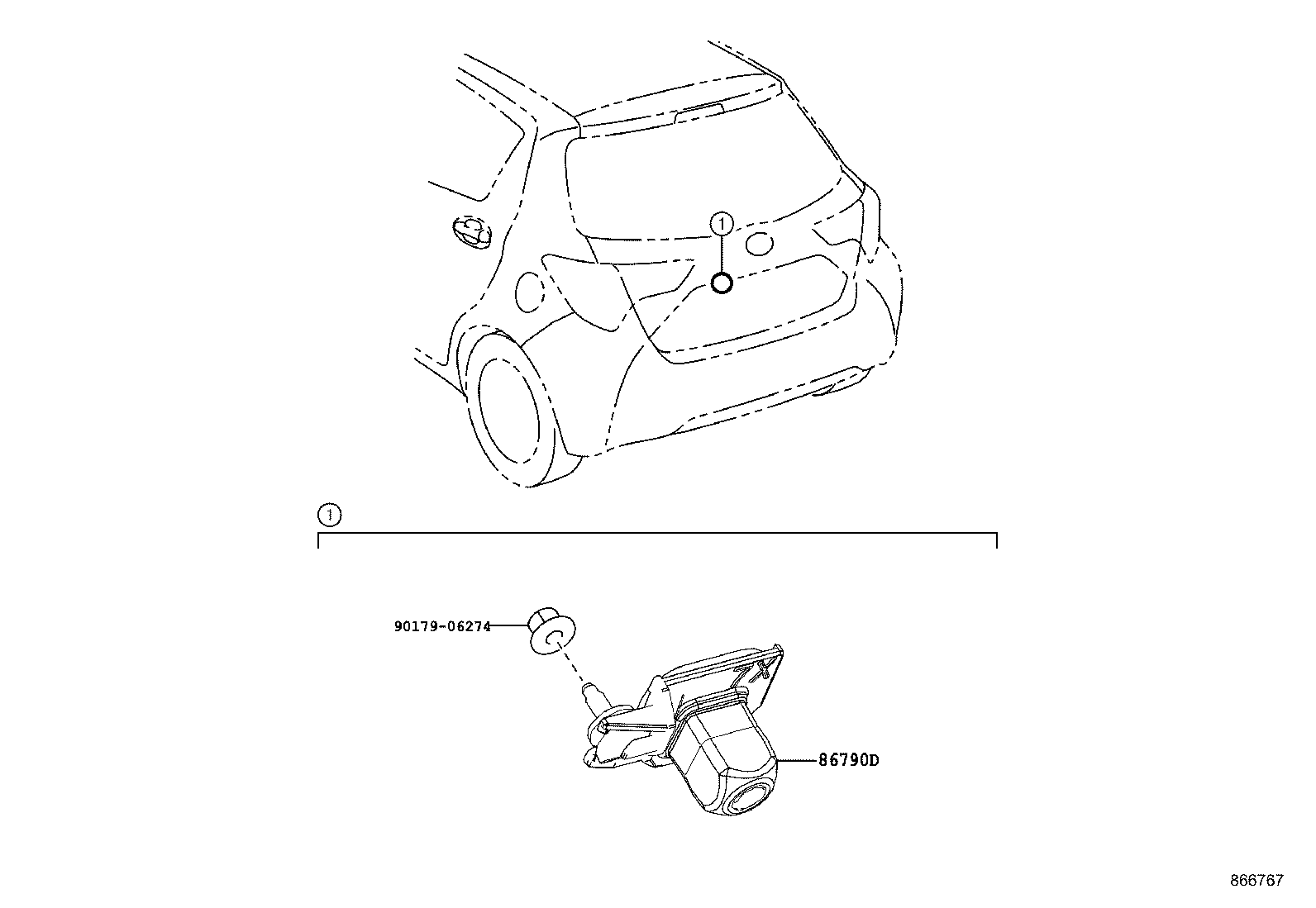 86790-52220 CAMERA ASSY, TELEVISION, RR product image