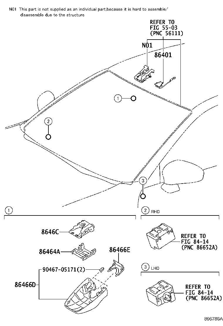 86401-30010 HOOD SUB-ASSY, FORWARD RECOGNITION W/HEATER product image
