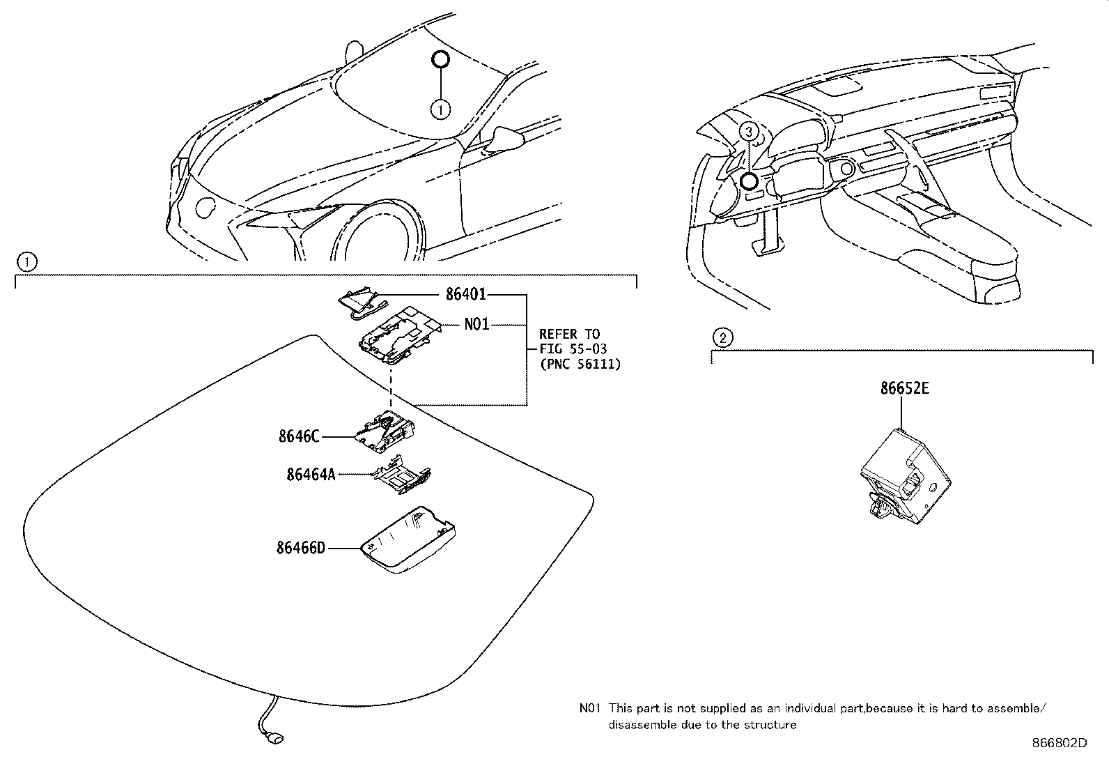 Toyota 86466-11010 COVER, FORWARD RECOGNITION, NO.1