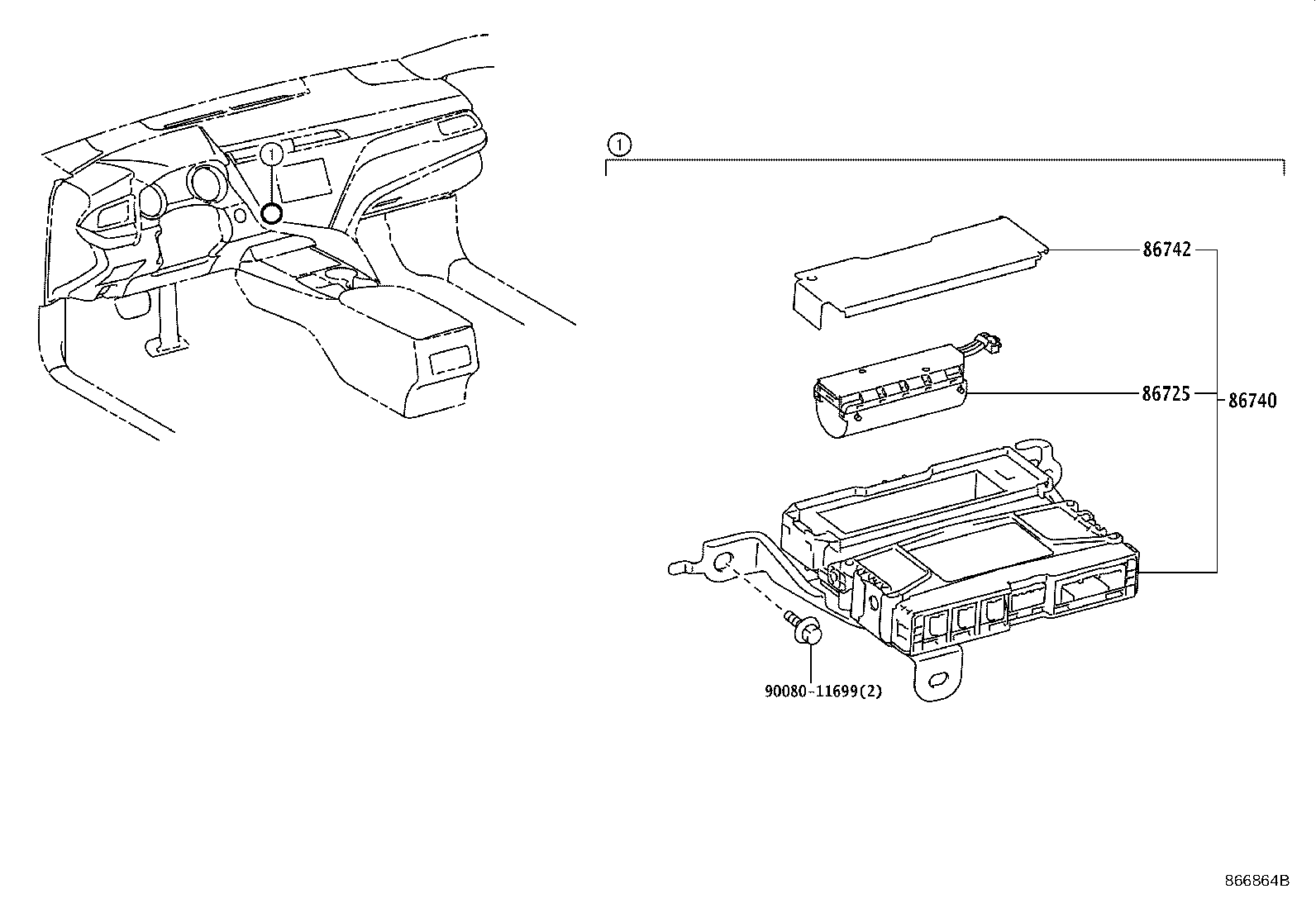Toyota 86719-06130 BRACKET, TELEPHONE NO.1