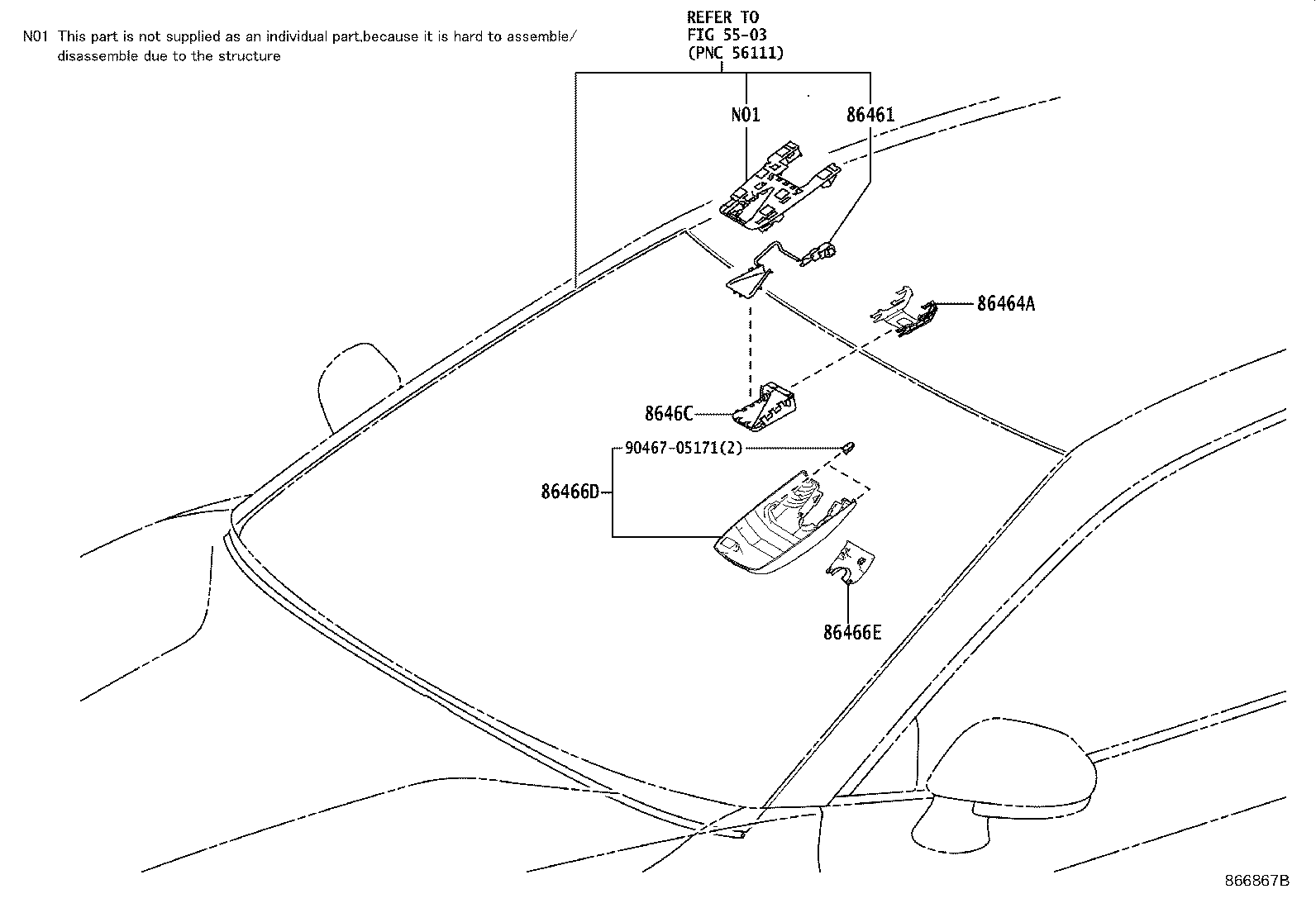 Toyota 86466-33070 COVER, FORWARD RECOGNITION, NO.2