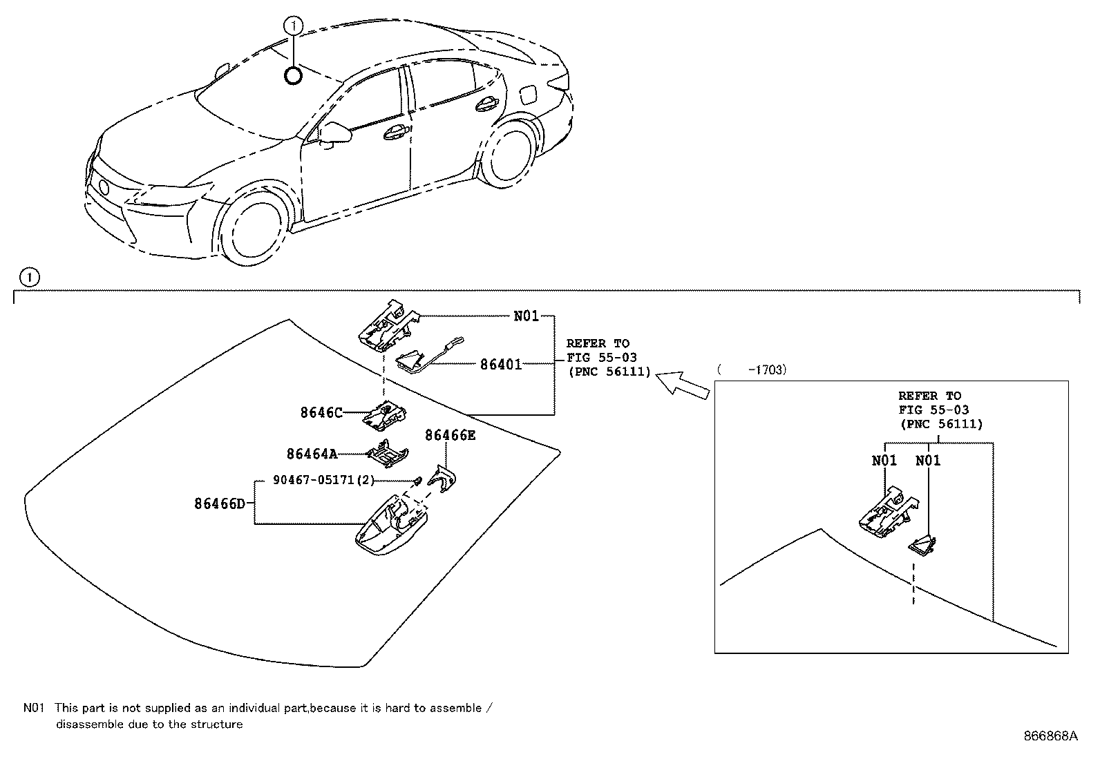 Toyota 86466-33050 COVER, FORWARD RECOGNITION, NO.2