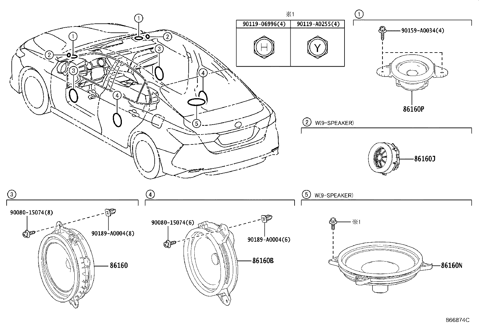 Toyota 86160-06890 SPEAKER ASSY, FRONT NO.1