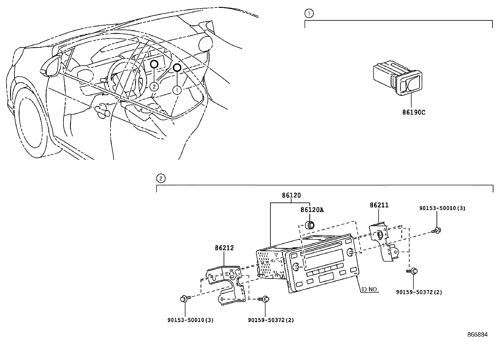90010-23036 KNOB, RADIO RECEIVER SWITCH product image