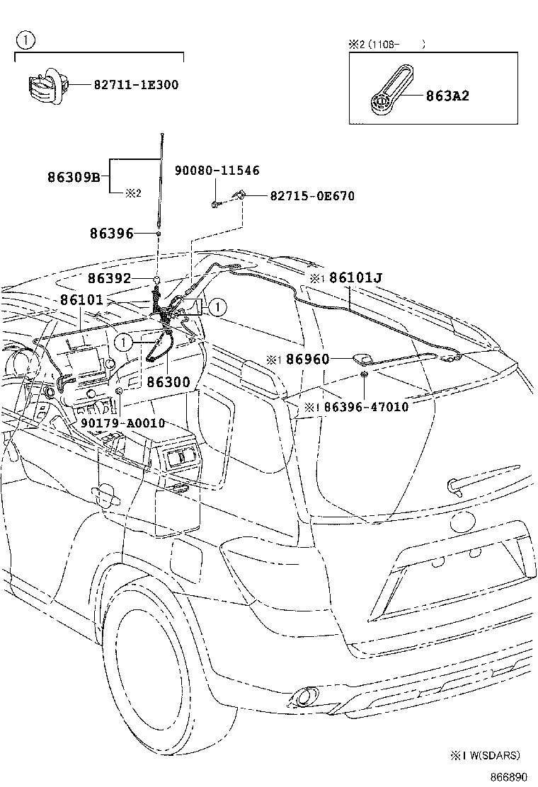 86392-0E030 ORNAMENT, ANTENNA product image
