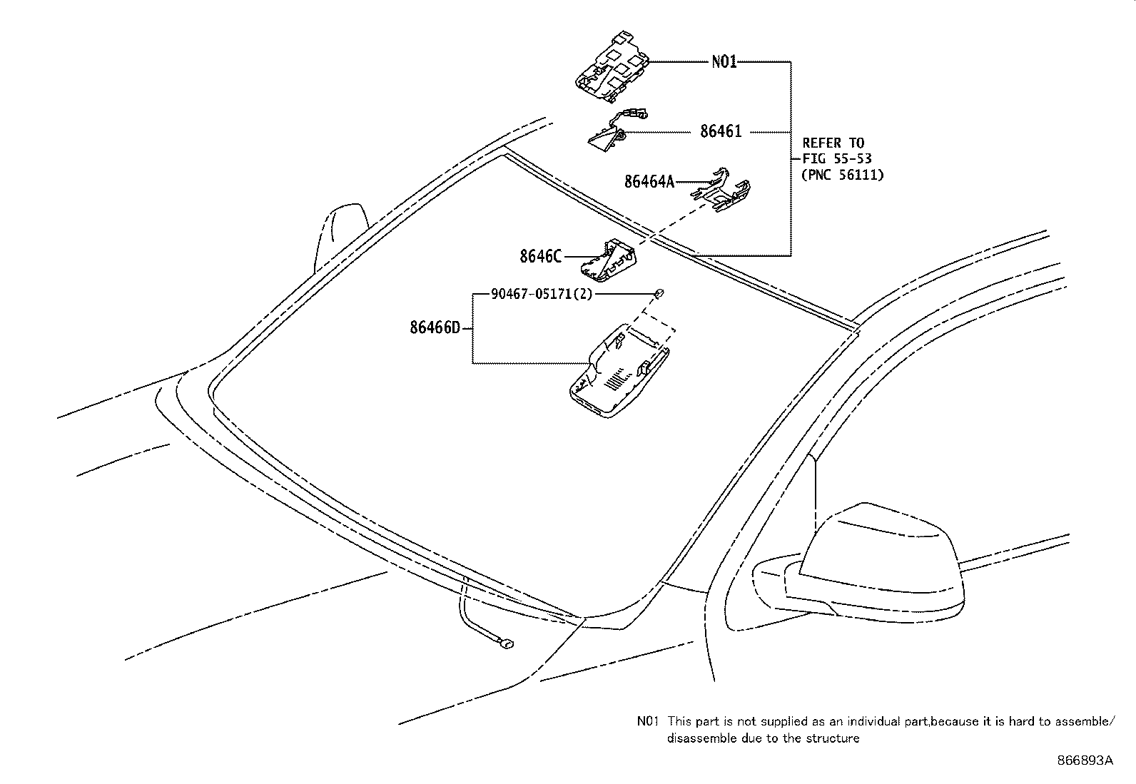 Toyota 86466-34010 COVER, FORWARD RECOGNITION, NO.1