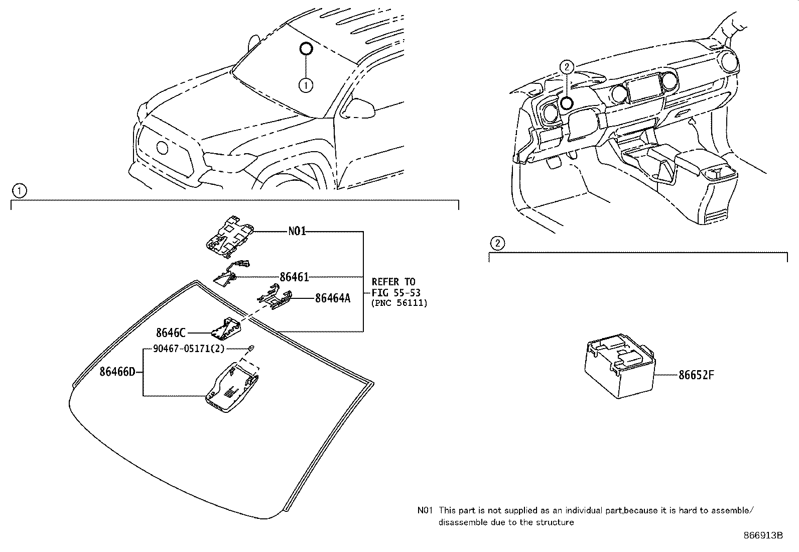 Toyota 86466-35010 COVER, FORWARD RECOGNITION, NO.1