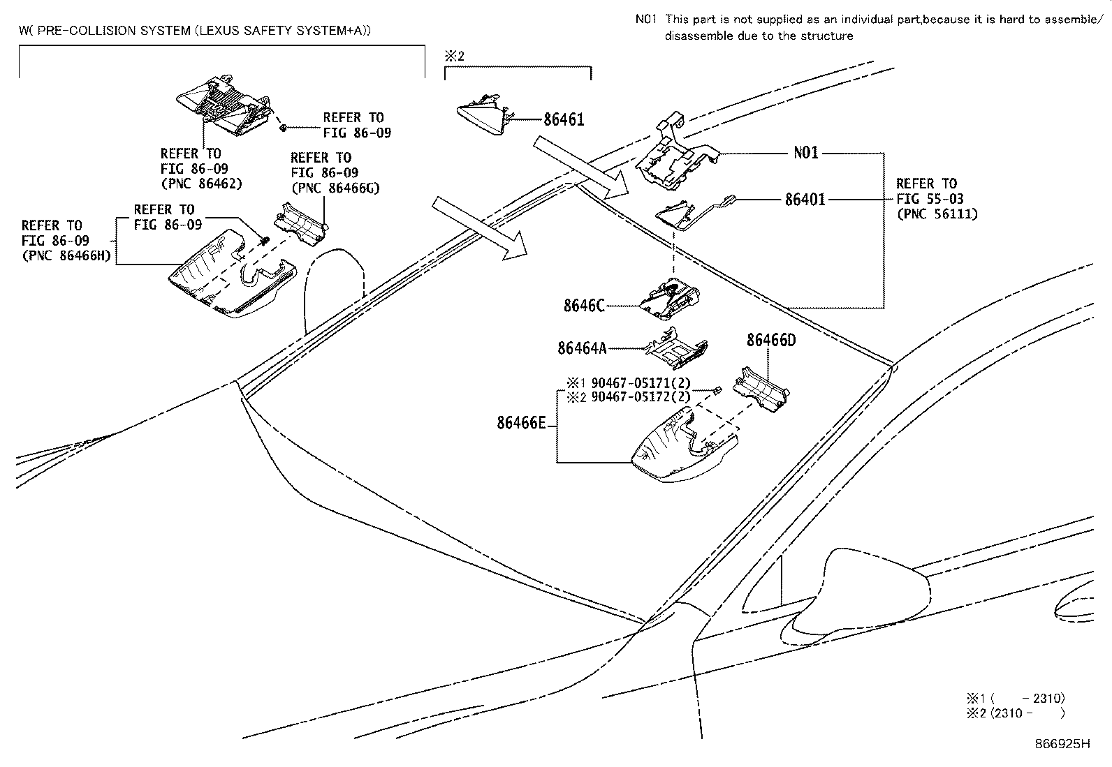 Toyota 86466-50070 COVER, FORWARD RECOGNITION, NO.2