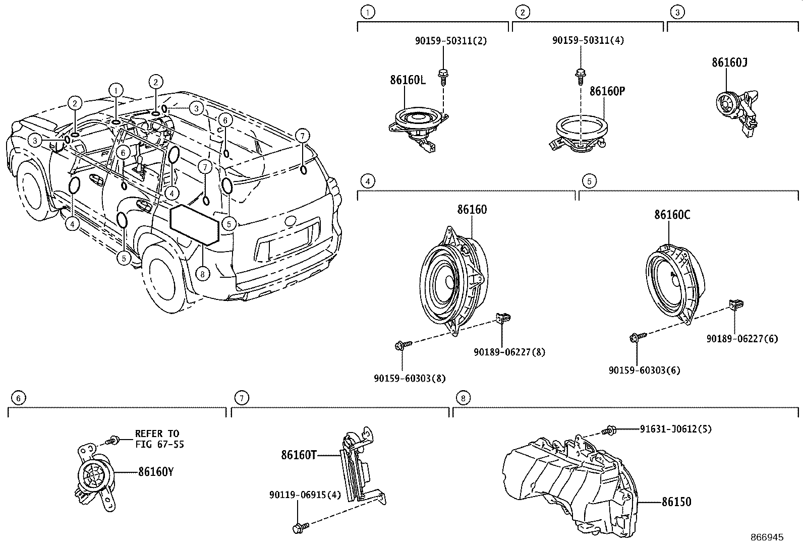 86150-60190 SPEAKER ASSY, FRONT NO.2 product image