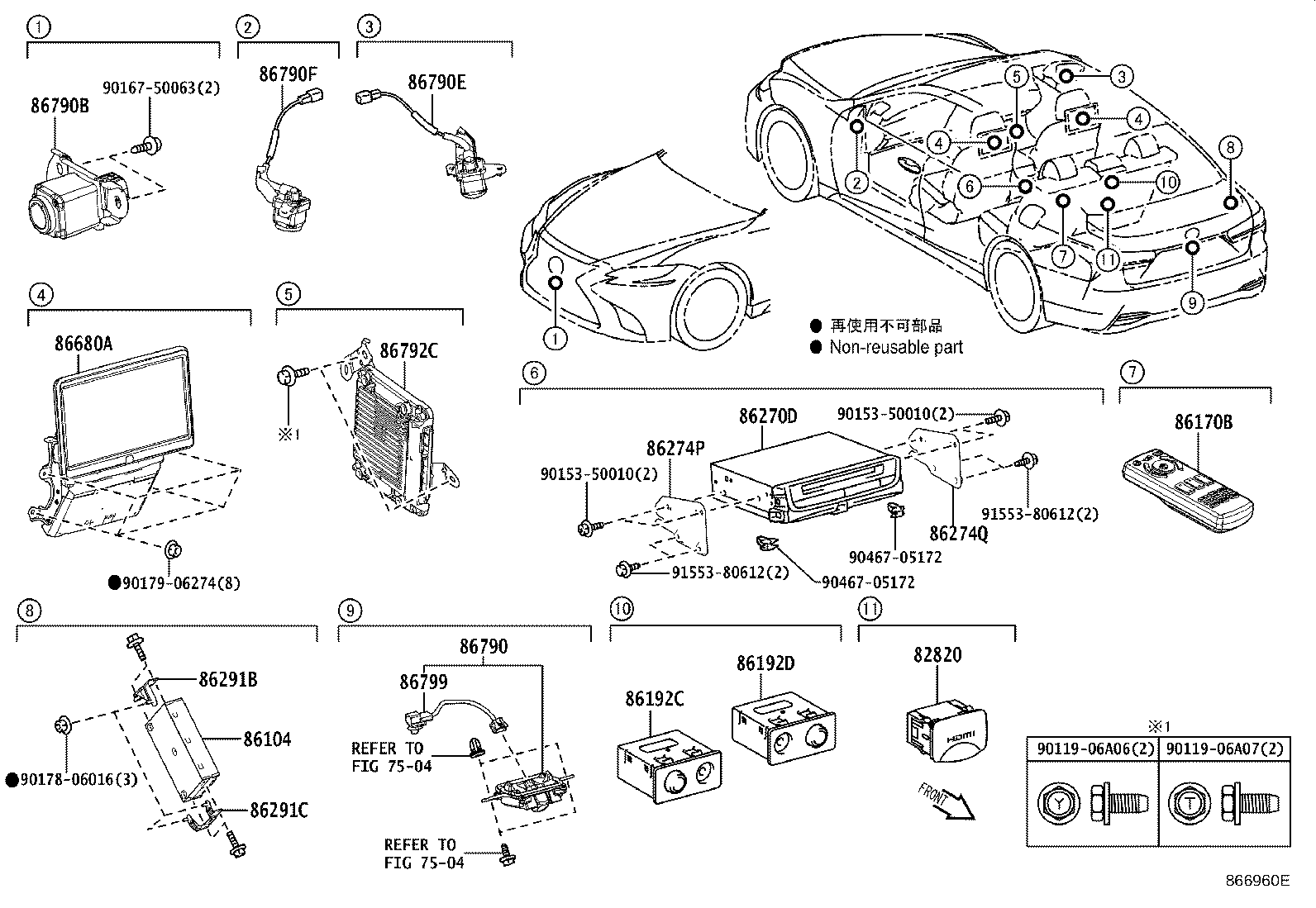Toyota 86170-50500 SWITCH & VOLUME ASSY, TELEVISION