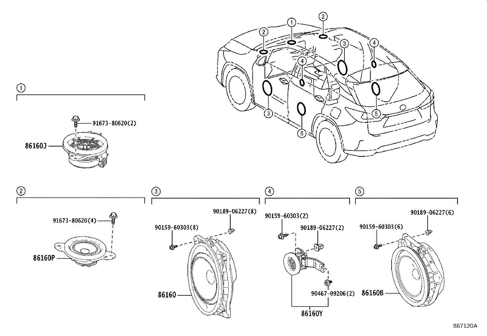 Toyota 86150-48030 SPEAKER ASSY, REAR NO.3