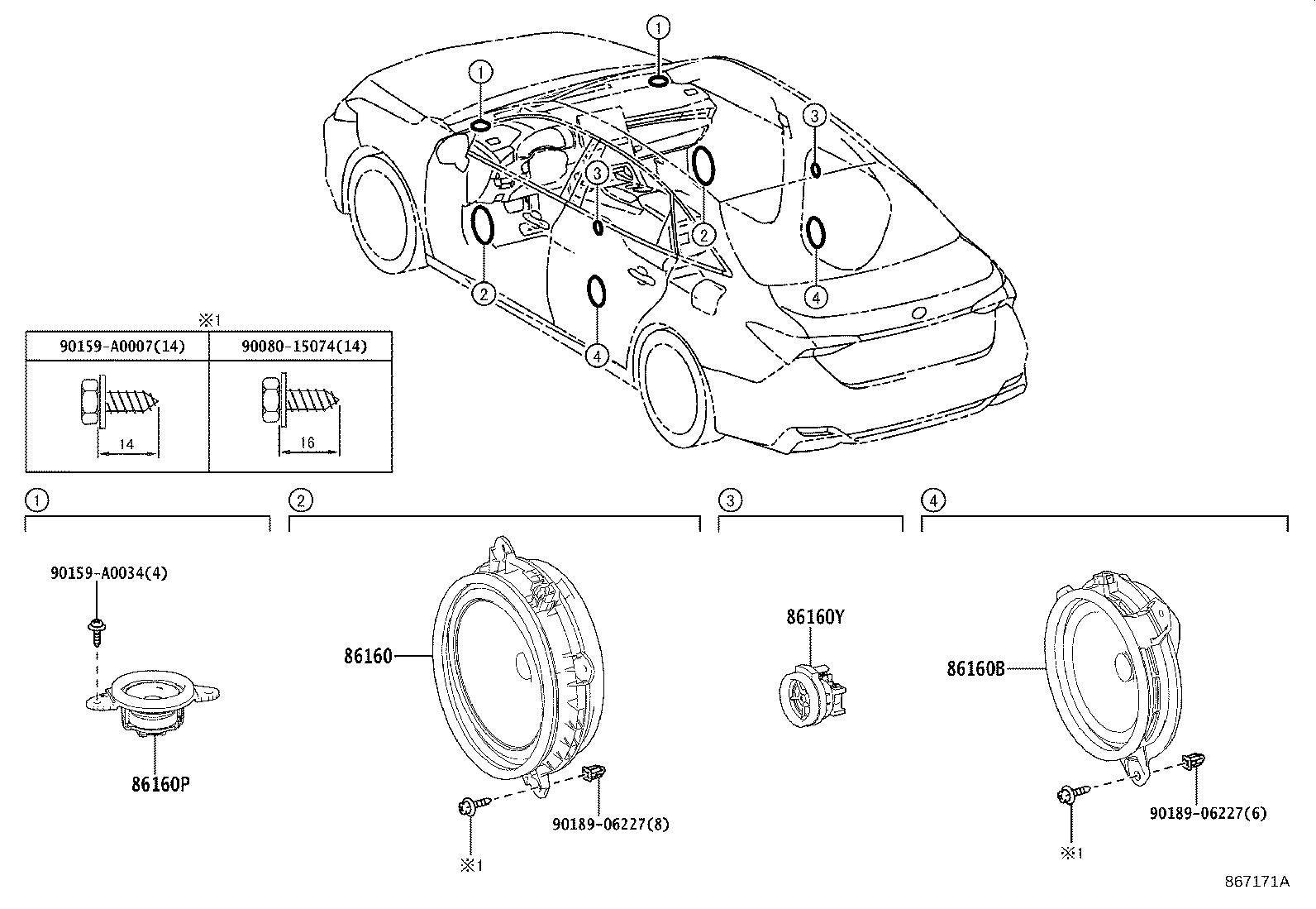 Toyota 86150-07100 SPEAKER ASSY, FRONT NO.3