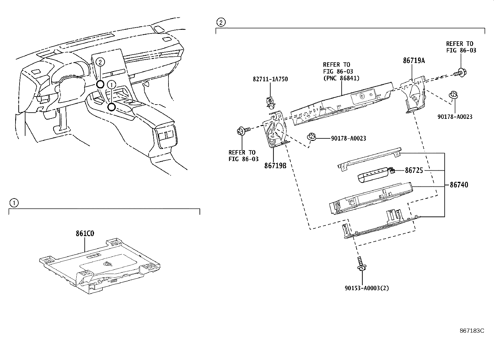 Toyota 86719-07020 BRACKET, TELEPHONE NO.1
