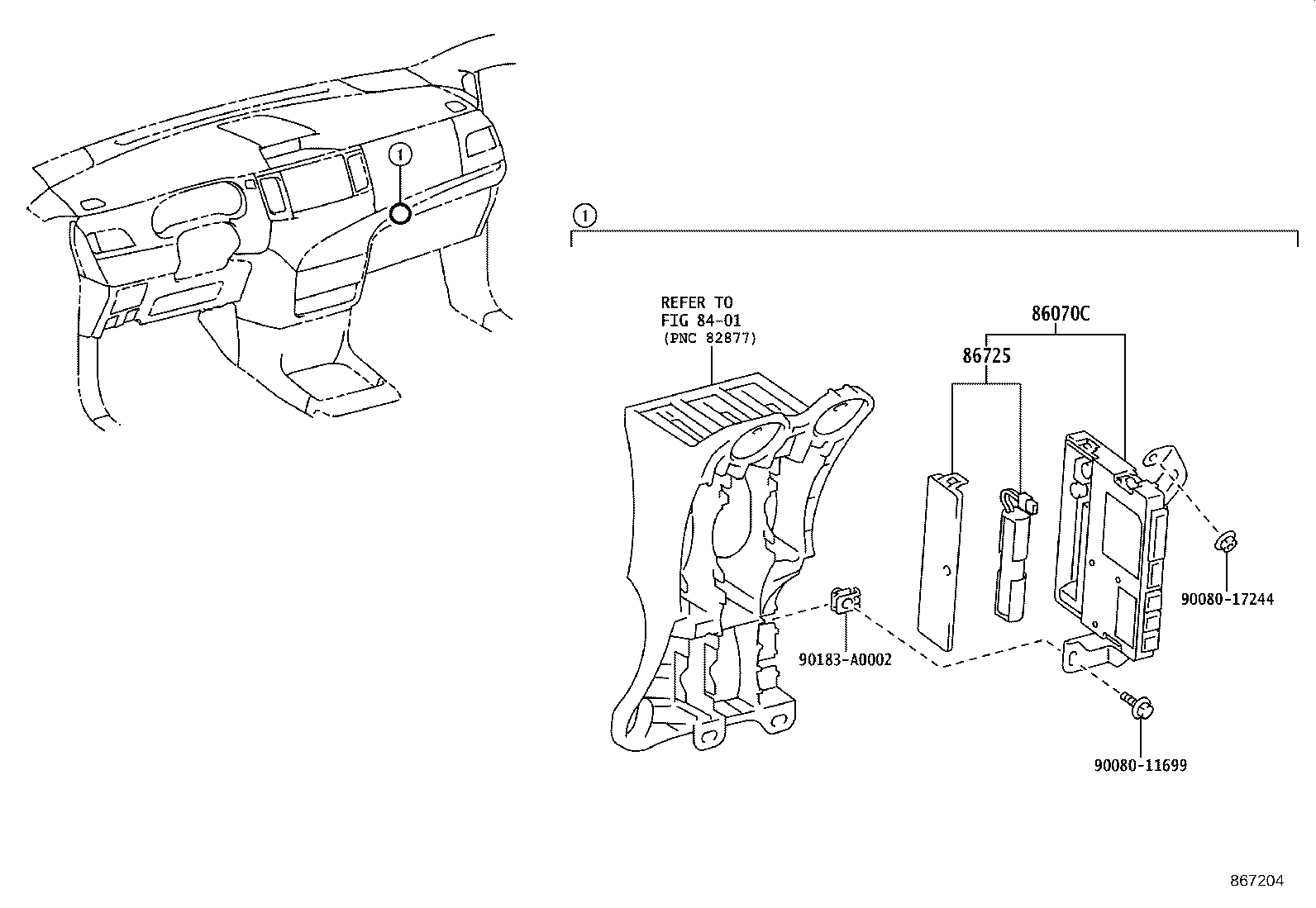 86702-08010 BRACKET SET, TELEPHONE product image