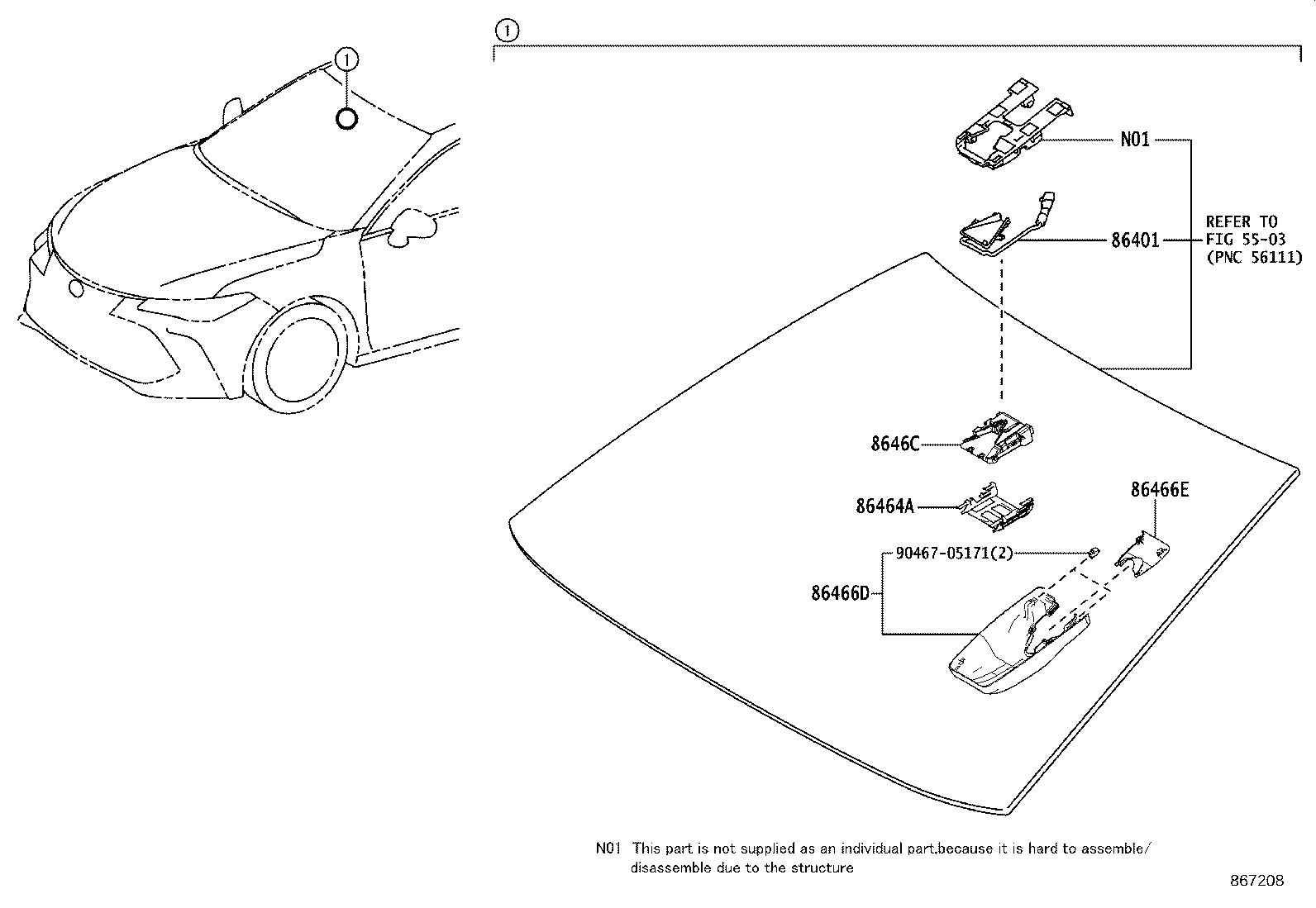 8646C-07050 CAMERA, FORWARD RECOGNITION product image