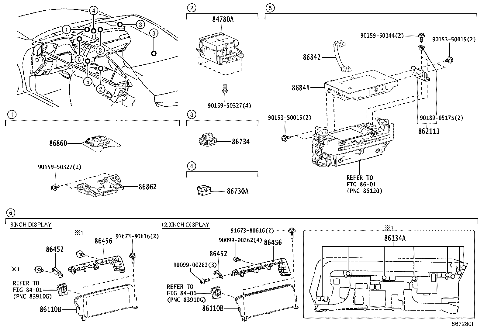 Toyota 86111-33130 MULTI-DISPLAY ASSY