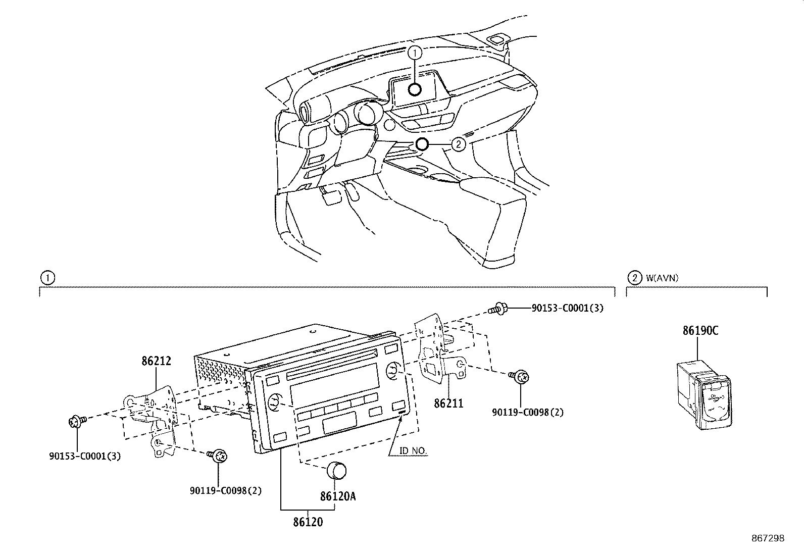 90011-25301 KNOB, RADIO RECEIVER SWITCH product image