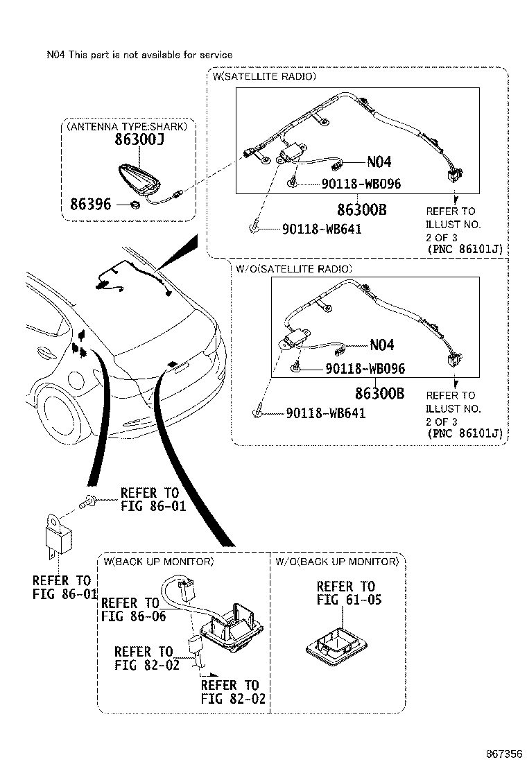86101-WB005 CORD SUB-ASSY, ANTENNA, NO.2 product image