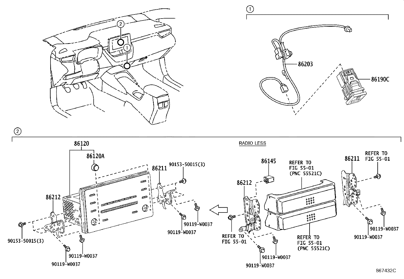 86211-02550 BRACKET, RADIO, NO.1 product image