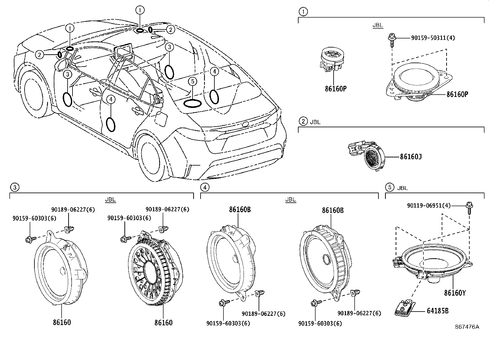 Toyota 86160-42160 SPEAKER ASSY, FRONT NO.1