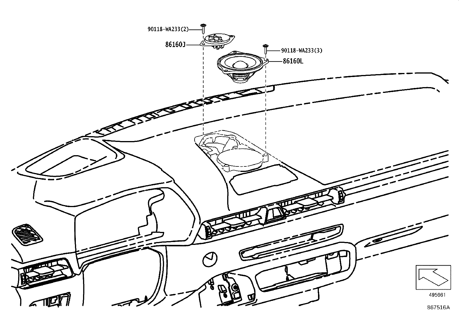 Toyota 86160-WAA10 SPEAKER ASSY, FRONT NO.3