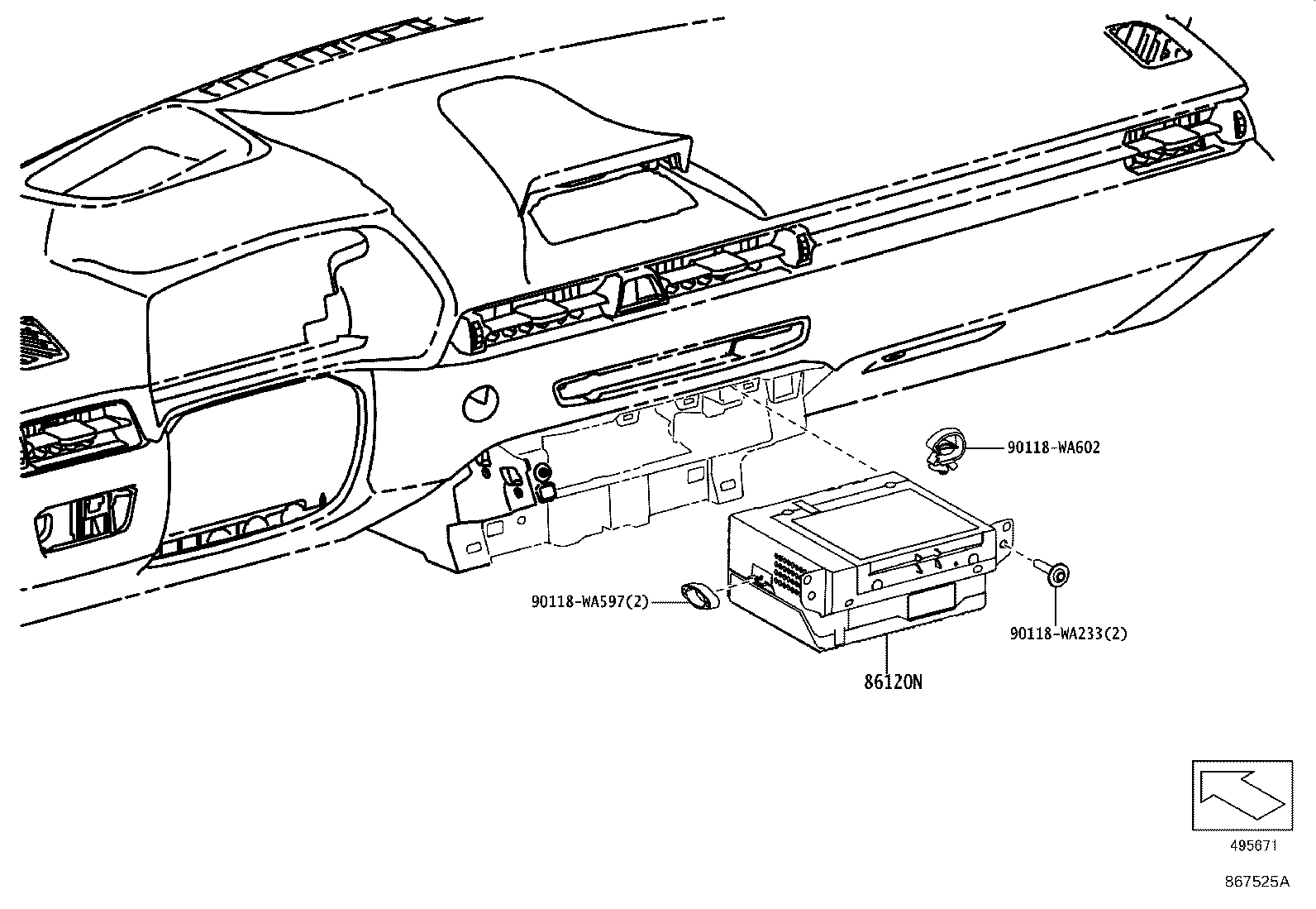 Toyota 86110-WAA01 MULTI-DISPLAY ASSY