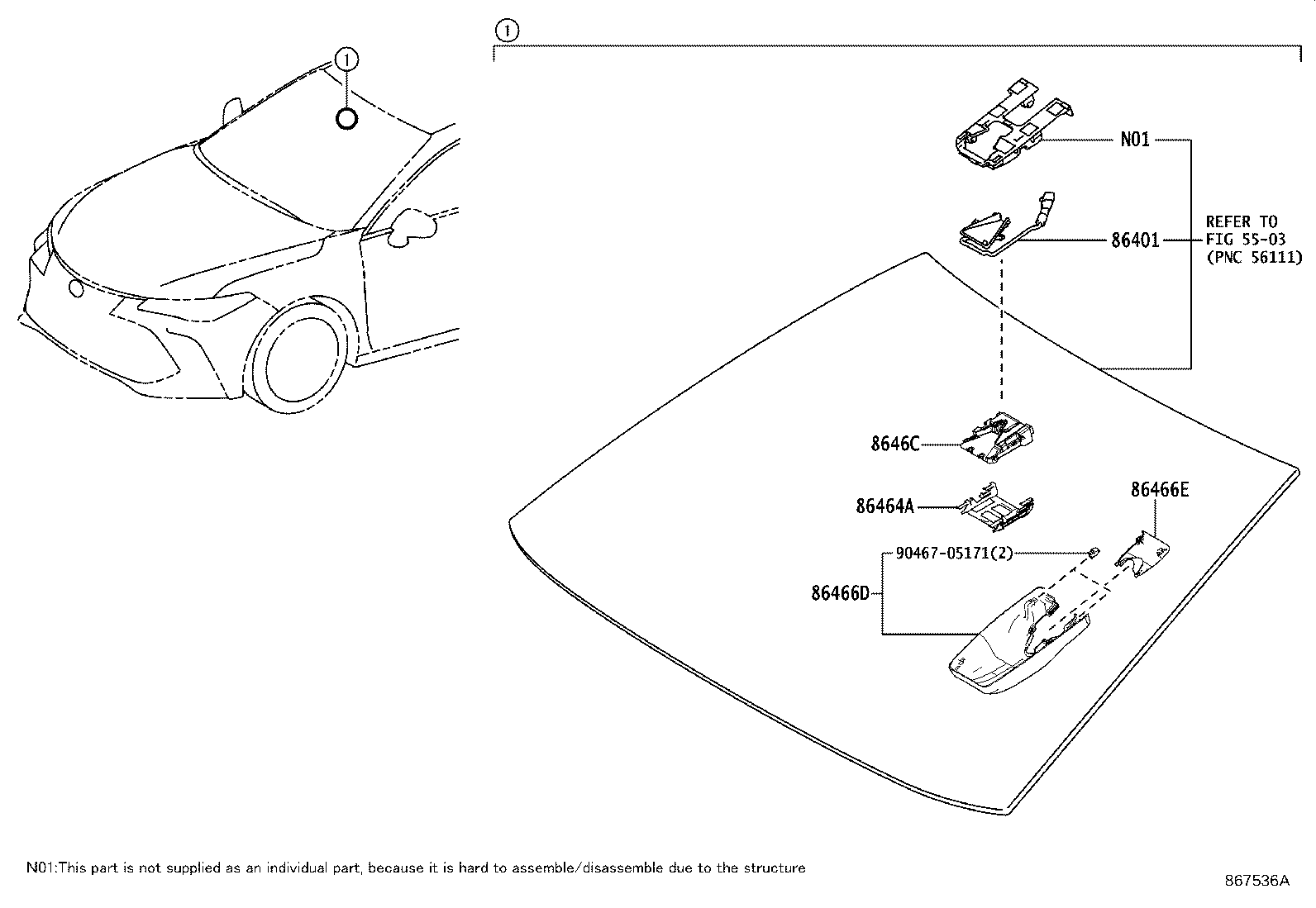 86467-07010 COVER, FORWARD RECOGNITION, NO.2 product image