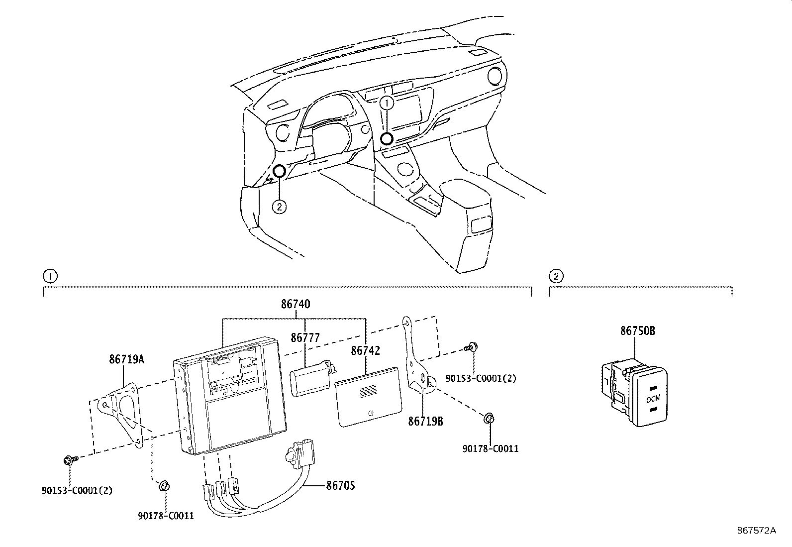 86705-02110 CORD SUB-ASSY, TELEPHONE ANTENNA product image