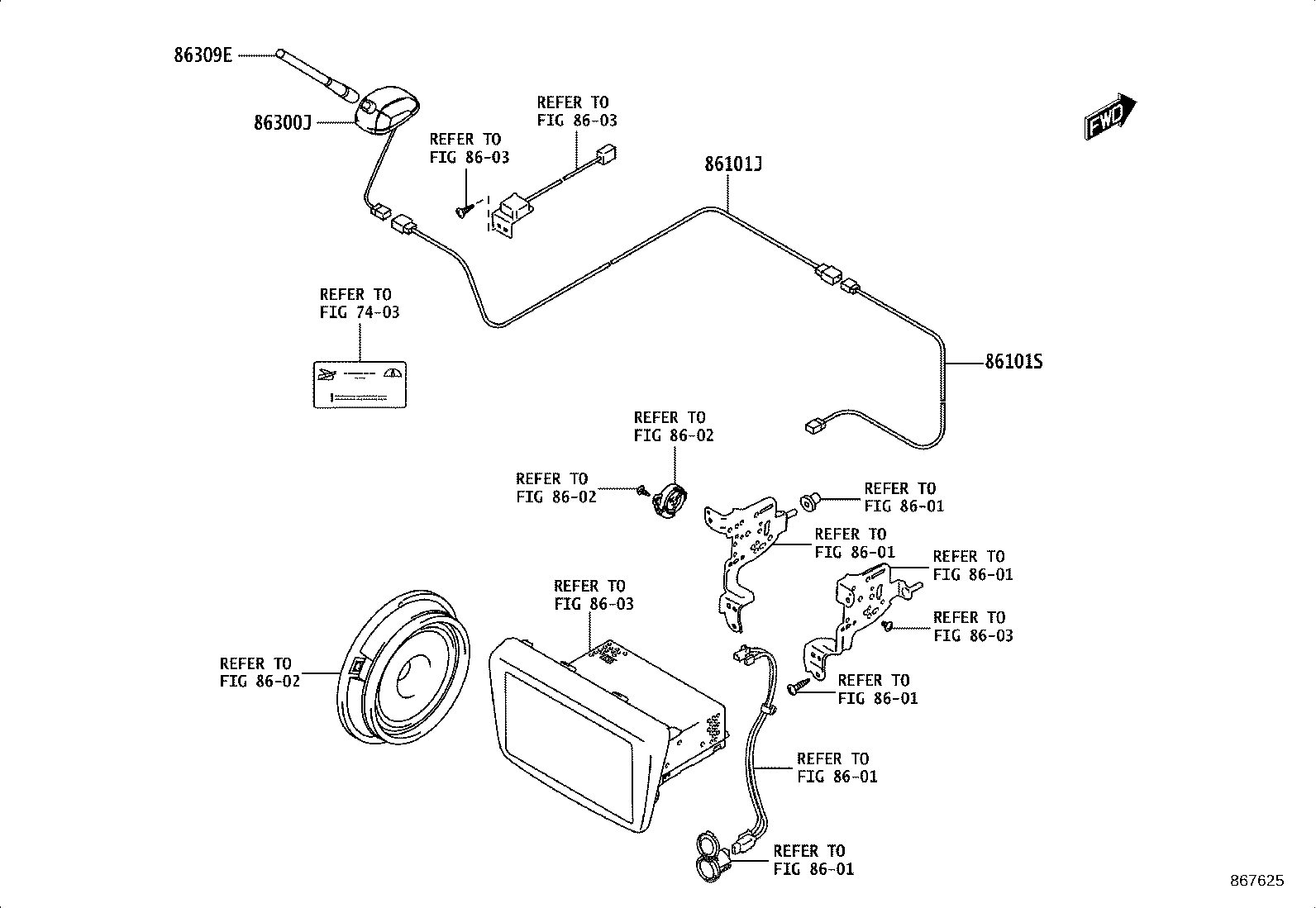 86101-WC002 CORD SUB-ASSY, ANTENNA, NO.2 product image