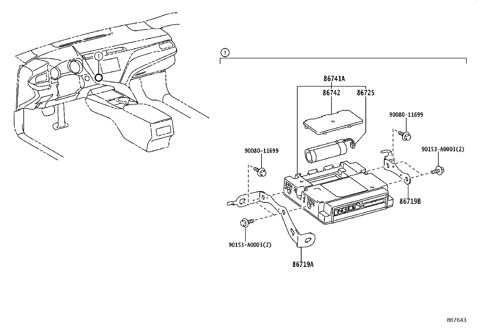 86719-06150 BRACKET, TELEPHONE NO.1 product image