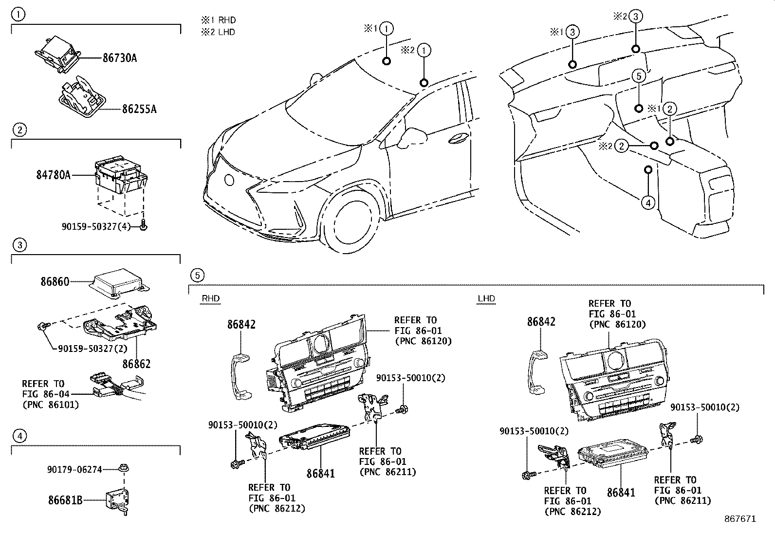 86117-48250 BRACKET, MULTI-DISPLAY CONTROLLER, A product image