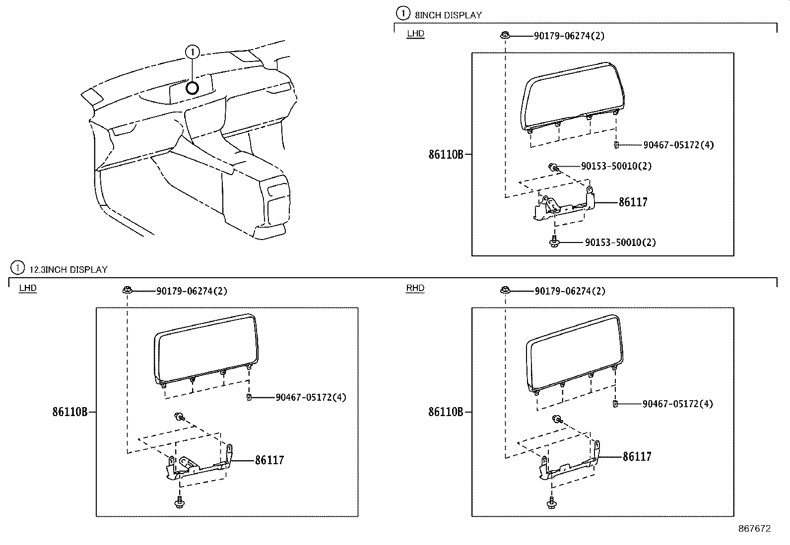 86117-48250 BRACKET, MULTI-DISPLAY CONTROLLER, A product image