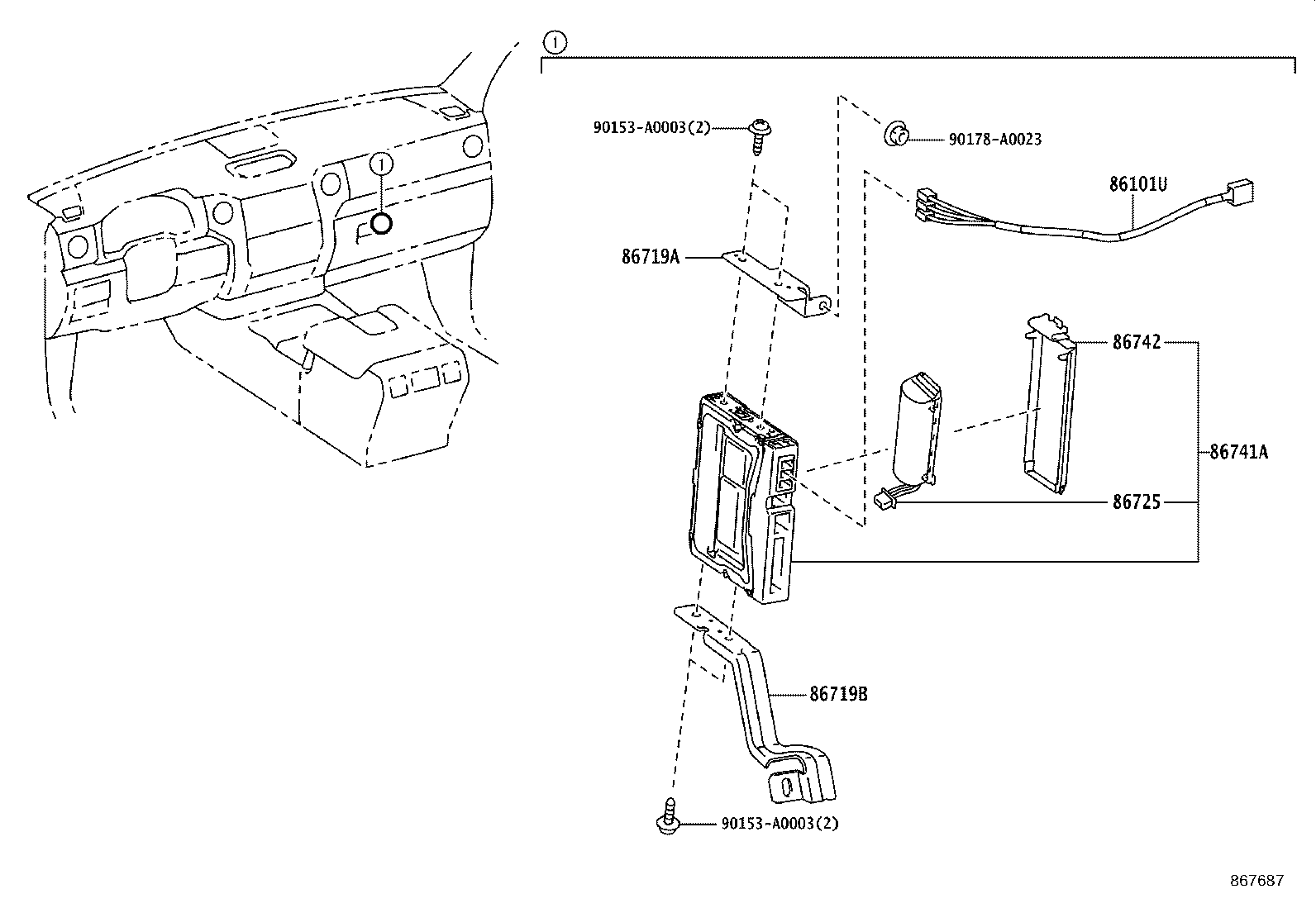 86719-0C050 BRACKET, TELEPHONE NO.1 product image