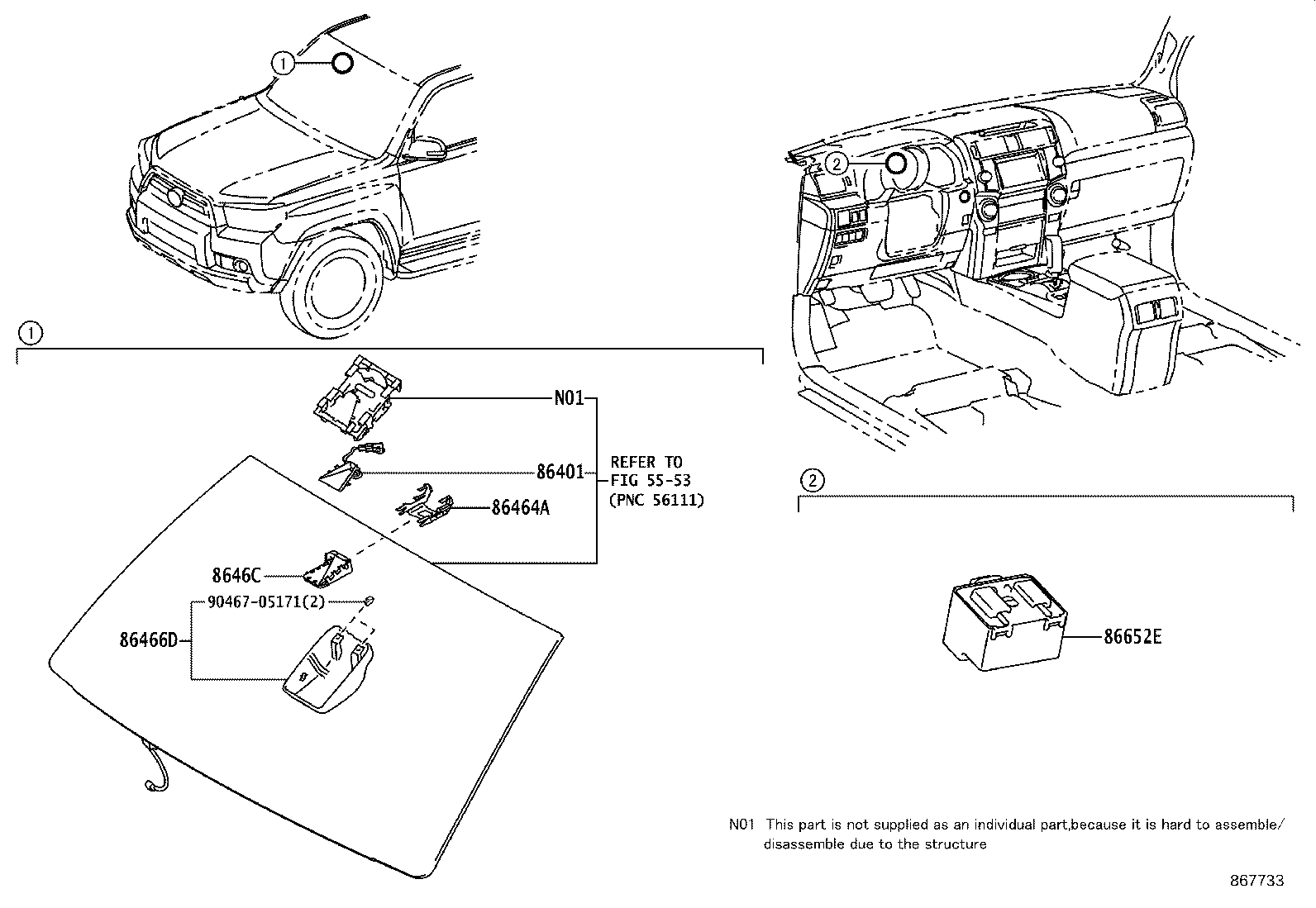 86401-35010 HOOD SUB-ASSY, FORWARD RECOGNITION W/HEATER product image