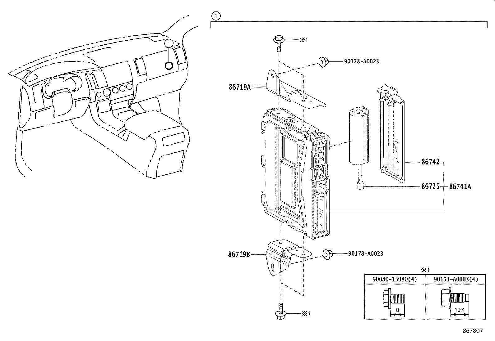 86719-0C040 BRACKET, TELEPHONE NO.2 product image