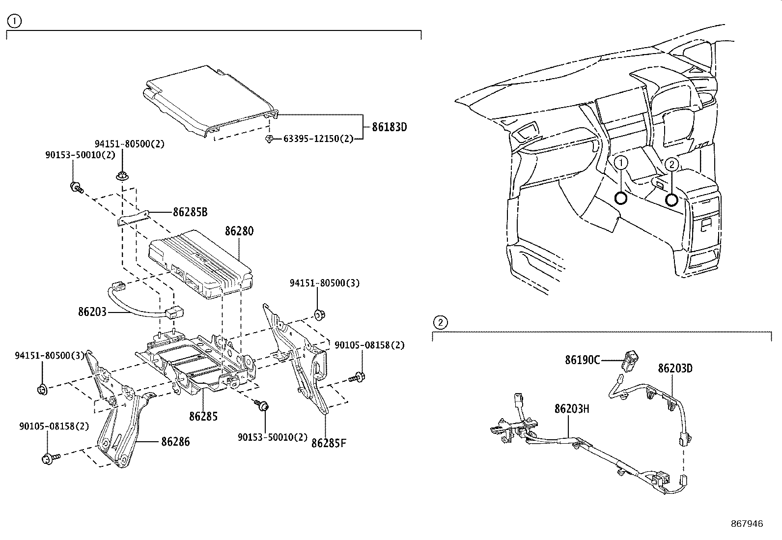 86285-58220 BRACKET, AMPLIFIER, NO.1 product image