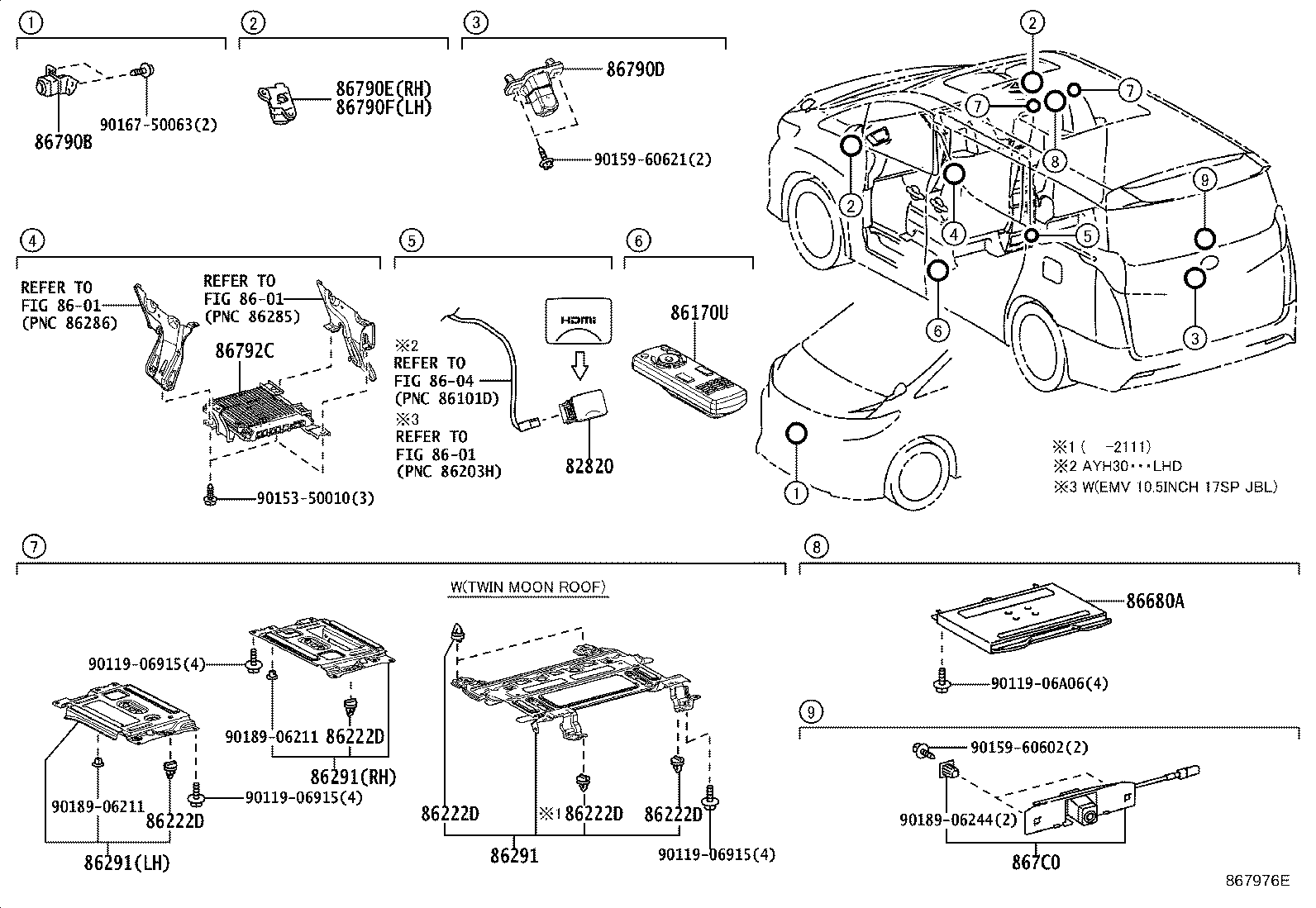 86222-60020 CLIP, TELEVISION BRACKET product image