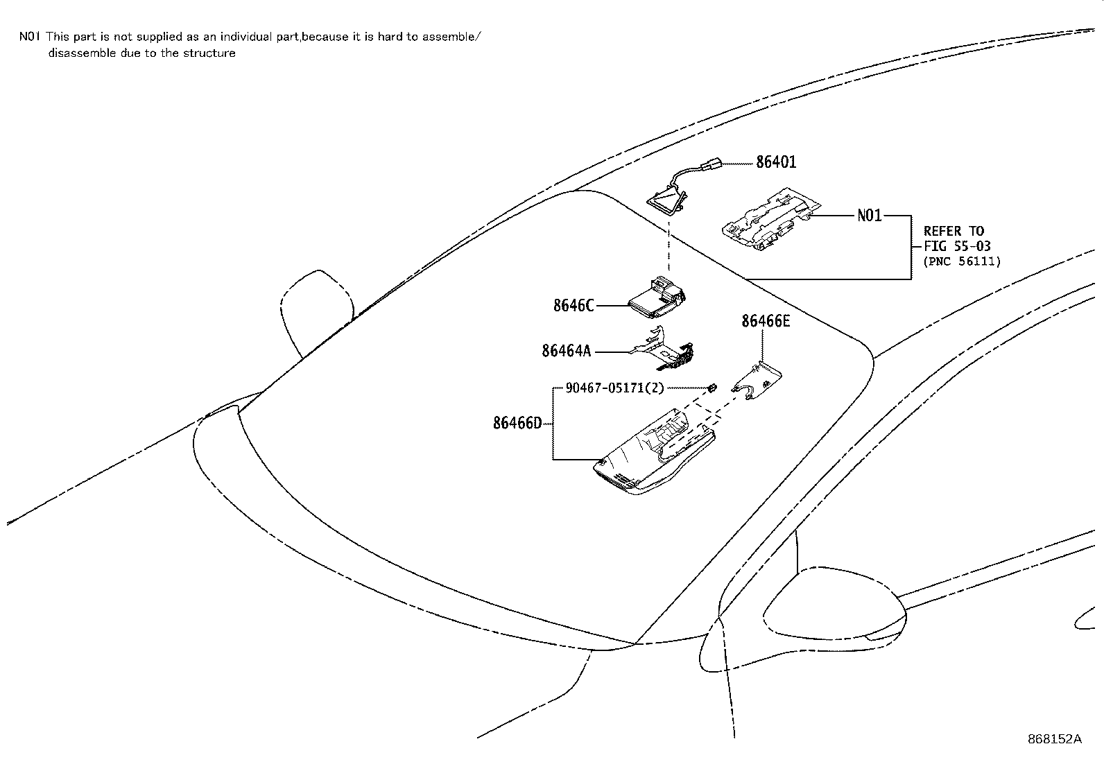 86467-0D030 COVER, FORWARD RECOGNITION, NO.2 product image
